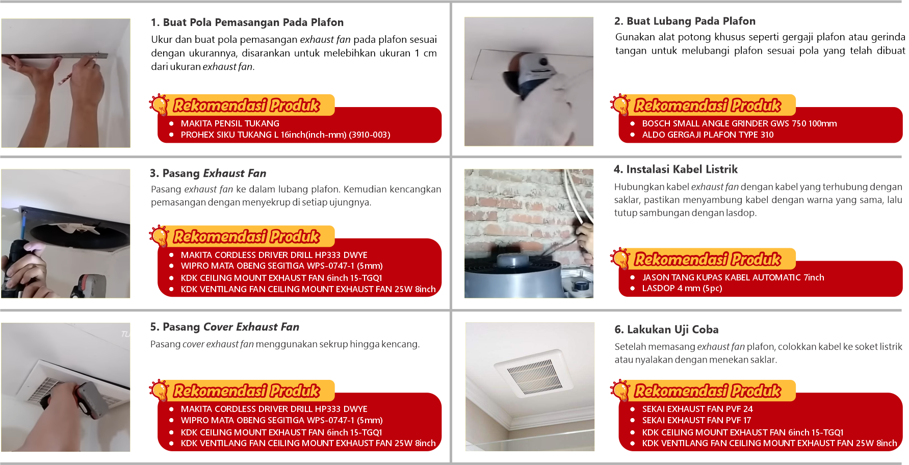 Tahap instalasi exhaust fan